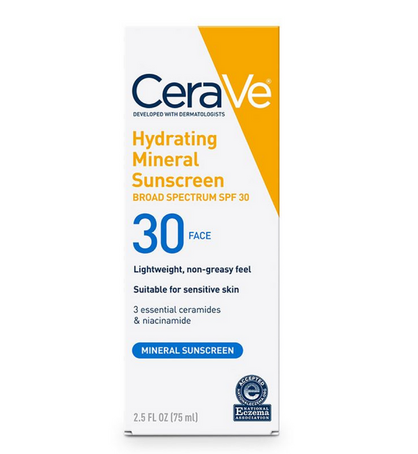 Cerave Hydrating Mineral Sunscreen Spf30 Face 2.5Oz/75Ml